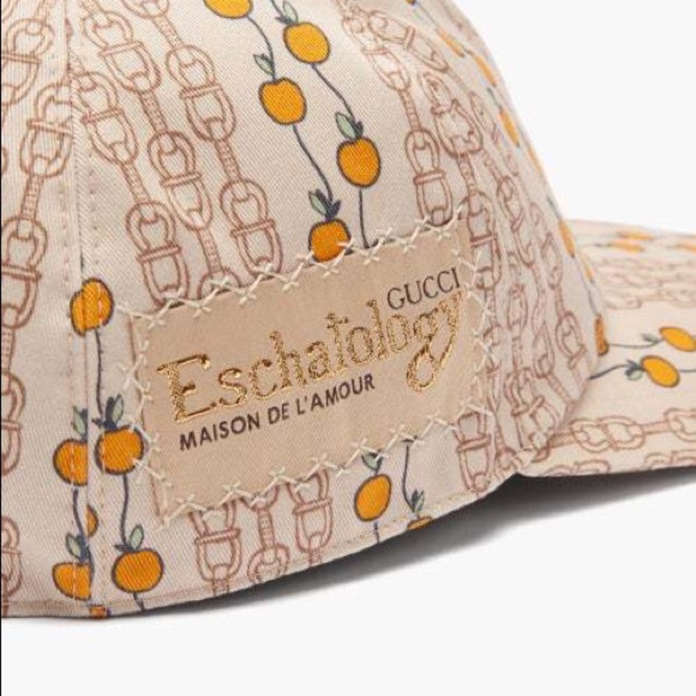 NWT Gucci Eschatology Apple-print Canvas Baseball Cap Mens Beige SZ M Multi - Picture 5 of 9